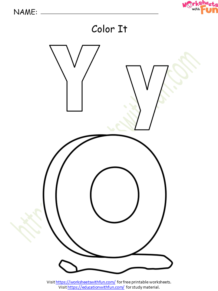 English Preschool Alphabet Letter Y Worksheet 1